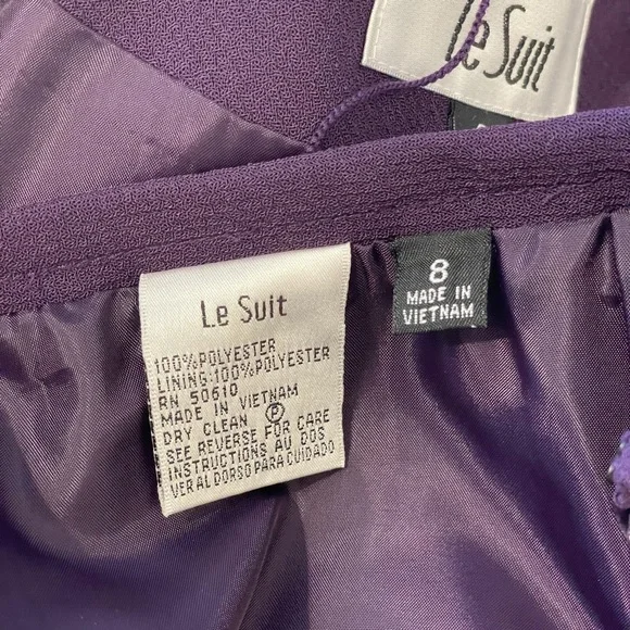Le Suit Purple Plum 2 Piece Blazer Ruffle Skirt Suit Sz 8 - Picture 11 of 11